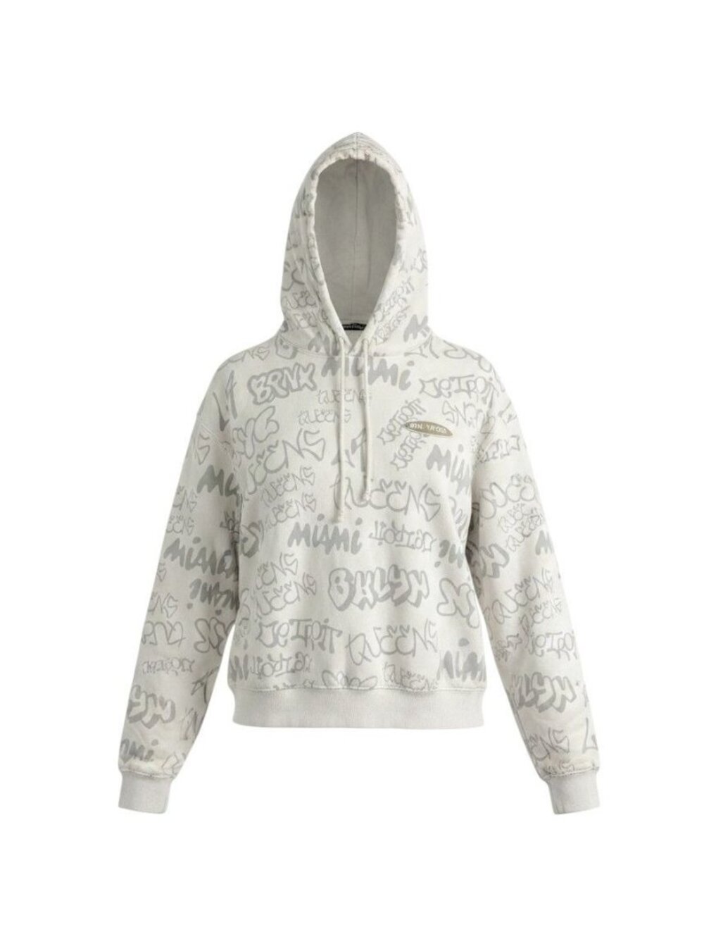 H&M Divided Graffiti Print Hoodie White & Gray Size L Pullover